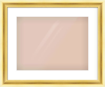Gold Cushion Frame for 400 × 300mm artwork, with Smooth White Single Mount