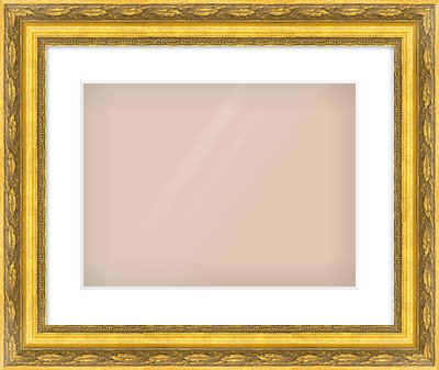 Gold Spoon Frame for 400 × 300mm artwork, with Smooth White Single Mount