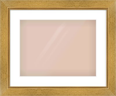 Gold Flat Frame for 400 × 300mm artwork, with Smooth White Single Mount