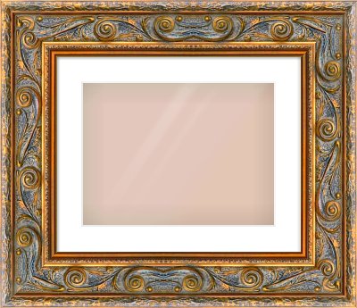 Gold Spoon Frame for 400 × 300mm artwork, with Smooth White Single Mount