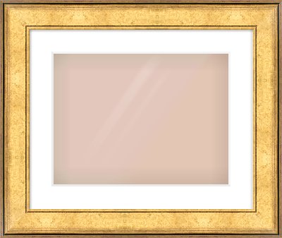 Gold Flat Frame for 400 × 300mm artwork, with Smooth White Single Mount