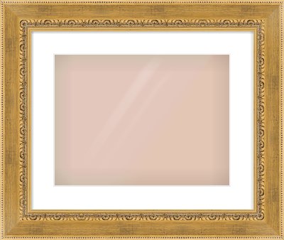 Gold Reverse Frame for 400 × 300mm artwork, with Smooth White Single Mount