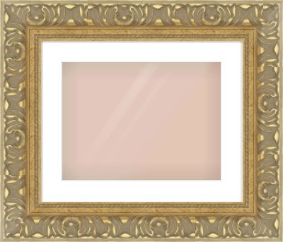 Gold Reverse Frame for 400 × 300mm artwork, with Smooth White Single Mount