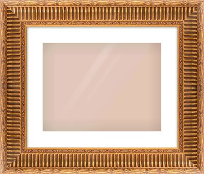 Gold Spoon Frame for 400 × 300mm artwork, with Smooth White Single Mount