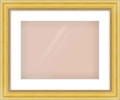 Gold Spoon Frame for 400 × 300mm artwork, with Smooth White Single Mount
