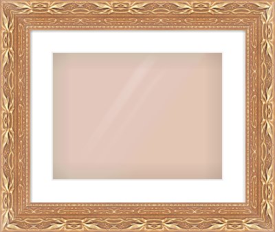 Gold Spoon Frame for 400 × 300mm artwork, with Smooth White Single Mount