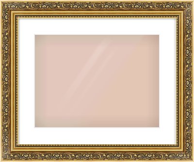 Gold Spoon Frame for 400 × 300mm artwork, with Smooth White Single Mount