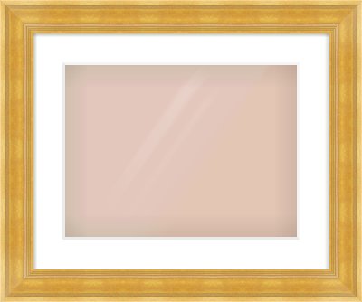 Gold Spoon Frame for 400 × 300mm artwork, with Smooth White Single Mount