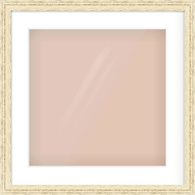 Distressed Cream Wood Grain Flat Frame for 40 × 40cm artwork, with Smooth White Single Mount