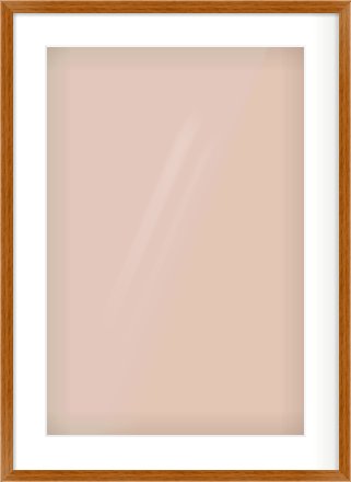 Natural Wood Flat Frame for 40 × 60cm artwork, with Smooth White Single Mount