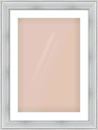 Brushed Silver Cushion Frame for 40 × 60cm artwork, with Smooth White Single Mount