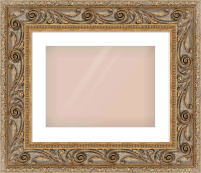 Gold Spoon Frame for 406 × 305mm artwork, with Smooth White Single Mount