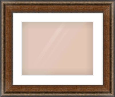 Walnut / Pewter Spoon Frame for 406 × 305mm artwork, with Smooth White Single Mount