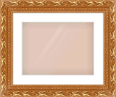 Gold Spoon Frame for 406 × 305mm artwork, with Smooth White Single Mount