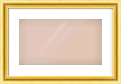 Gold Cushion Frame for 16 × 9in artwork, with Smooth White Single Mount