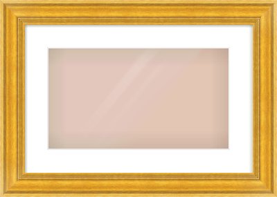 Gold Spoon Frame for 16 × 9in artwork, with Smooth White Single Mount