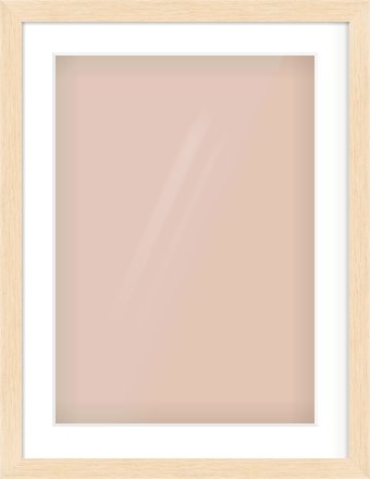 Natural wood Flat Frame for 420 × 594mm artwork, with Smooth White Single Mount