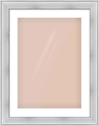 Brushed Silver Cushion Frame for 420 × 594mm artwork, with Smooth White Single Mount