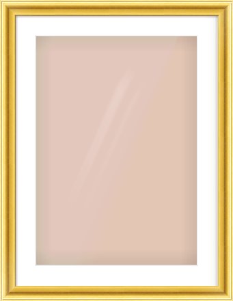 Gold Cushion Frame for 420 × 594mm artwork, with Smooth White Single Mount