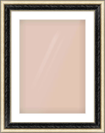 Black & Champagne Silver Spoon Frame for 420 × 594mm artwork, with Smooth White Single Mount