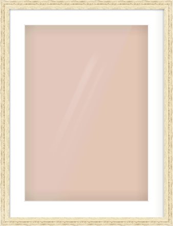 Distressed Cream Wood Grain Flat Frame for 420 × 594mm artwork, with Smooth White Single Mount