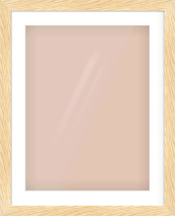 Natural Wood Reverse Frame for 18 × 24in artwork, with Smooth White Single Mount