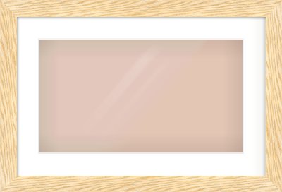 Natural Wood Reverse Frame for 480 × 270mm artwork, with Smooth White Single Mount