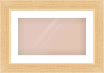 Natural Wood Flat Frame for 480 × 270mm artwork, with Smooth White Single Mount