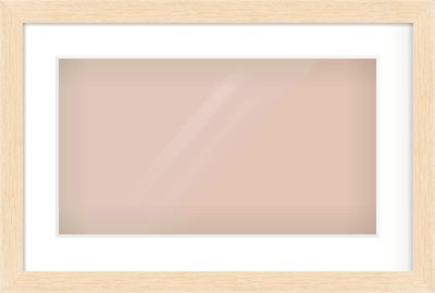 Natural wood Flat Frame for 480 × 270mm artwork, with Smooth White Single Mount