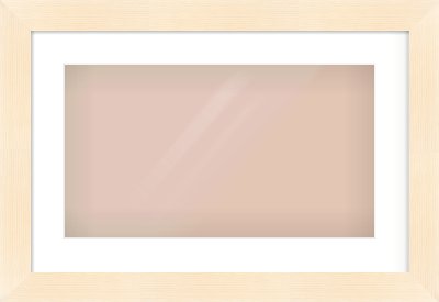 Natural Wood Flat Frame for 480 × 270mm artwork, with Smooth White Single Mount
