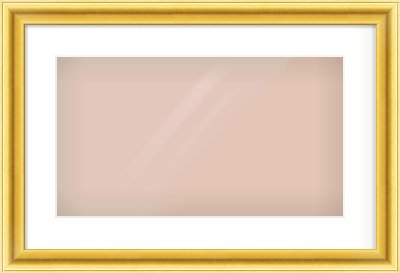 Gold Cushion Frame for 480 × 270mm artwork, with Smooth White Single Mount