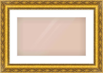Gold Spoon Frame for 480 × 270mm artwork, with Smooth White Single Mount