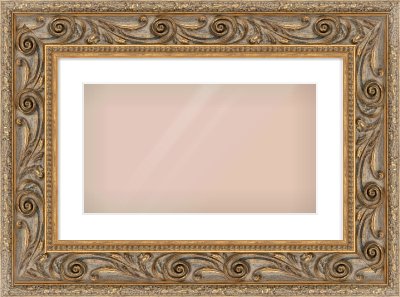 Gold Spoon Frame for 480 × 270mm artwork, with Smooth White Single Mount
