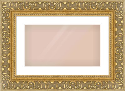 Gold Reverse Frame for 480 × 270mm artwork, with Smooth White Single Mount