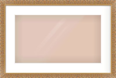 Gold Scoop Frame for 480 × 270mm artwork, with Smooth White Single Mount