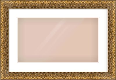Gold Scoop Frame for 480 × 270mm artwork, with Smooth White Single Mount