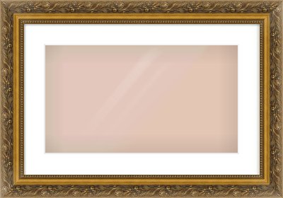 Gold Scoop Frame for 480 × 270mm artwork, with Smooth White Single Mount
