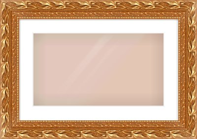 Gold Spoon Frame for 480 × 270mm artwork, with Smooth White Single Mount