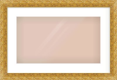 Gold Spoon Frame for 480 × 270mm artwork, with Smooth White Single Mount