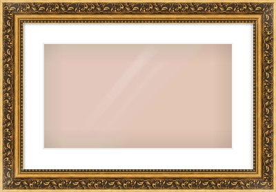 Gold Spoon Frame for 480 × 270mm artwork, with Smooth White Single Mount
