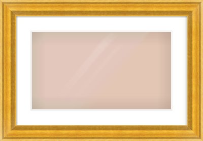 Gold Spoon Frame for 480 × 270mm artwork, with Smooth White Single Mount