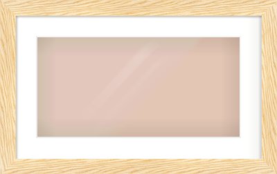 Natural Wood Reverse Frame for 500 × 250mm artwork, with Smooth White Single Mount
