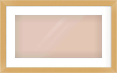 Matte Gold Flat Frame for 500 × 250mm artwork, with Smooth White Single Mount