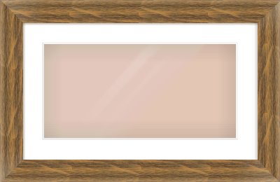 Characteristic Brown Flat Frame for 500 × 250mm artwork, with Smooth White Single Mount