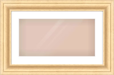 Natural Wood Scoop Frame for 500 × 250mm artwork, with Smooth White Single Mount