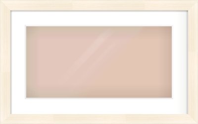 Natural Wood Flat Frame for 500 × 250mm artwork, with Smooth White Single Mount