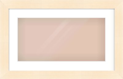 Natural Wood Flat Frame for 500 × 250mm artwork, with Smooth White Single Mount