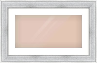 Brushed Silver Cushion Frame for 500 × 250mm artwork, with Smooth White Single Mount