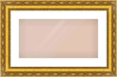 Gold Spoon Frame for 500 × 250mm artwork, with Smooth White Single Mount