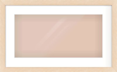 Natural Wood Flat Frame for 500 × 250mm artwork, with Smooth White Single Mount